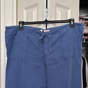 Chic Blue Victoria Secret Linen Wide-Leg Pants 14L
